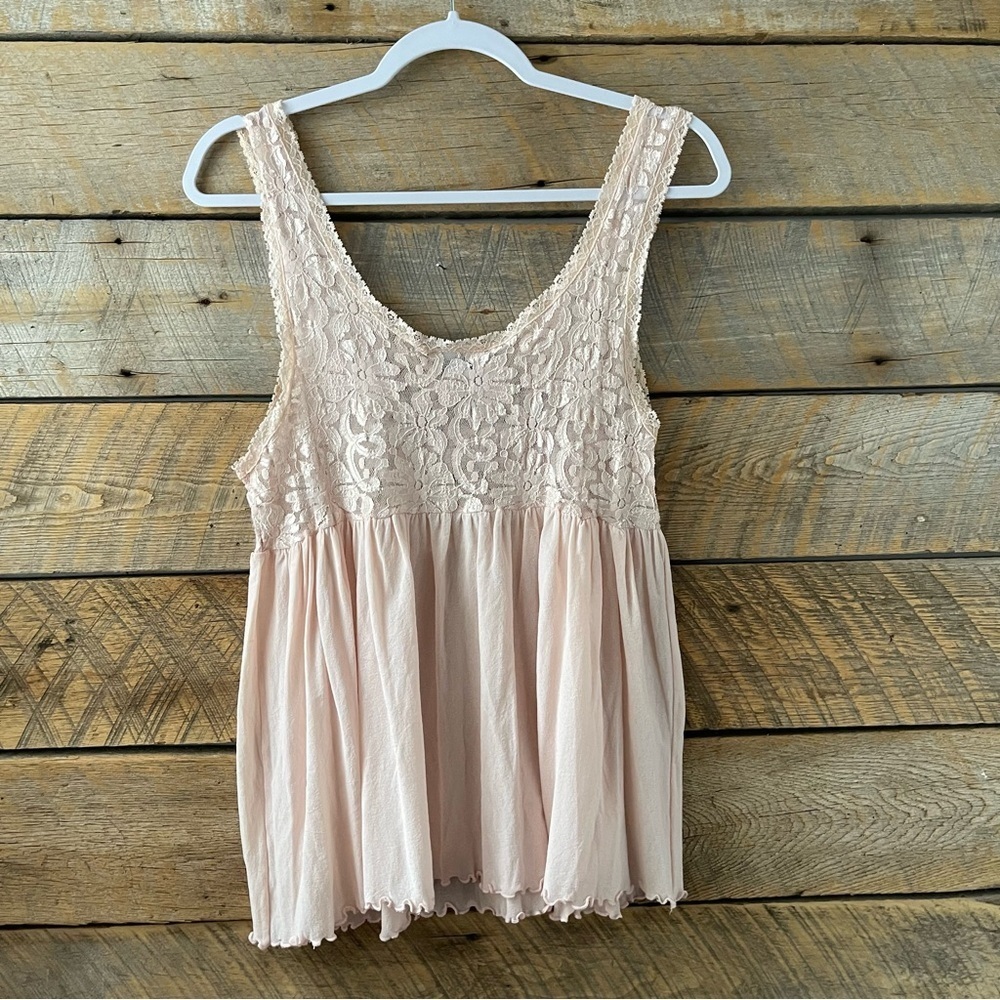 Vtg California Dynasty Pink Babydoll Cami Tank Top Womens Med Lace Floral 90s - Picture 2 of 12